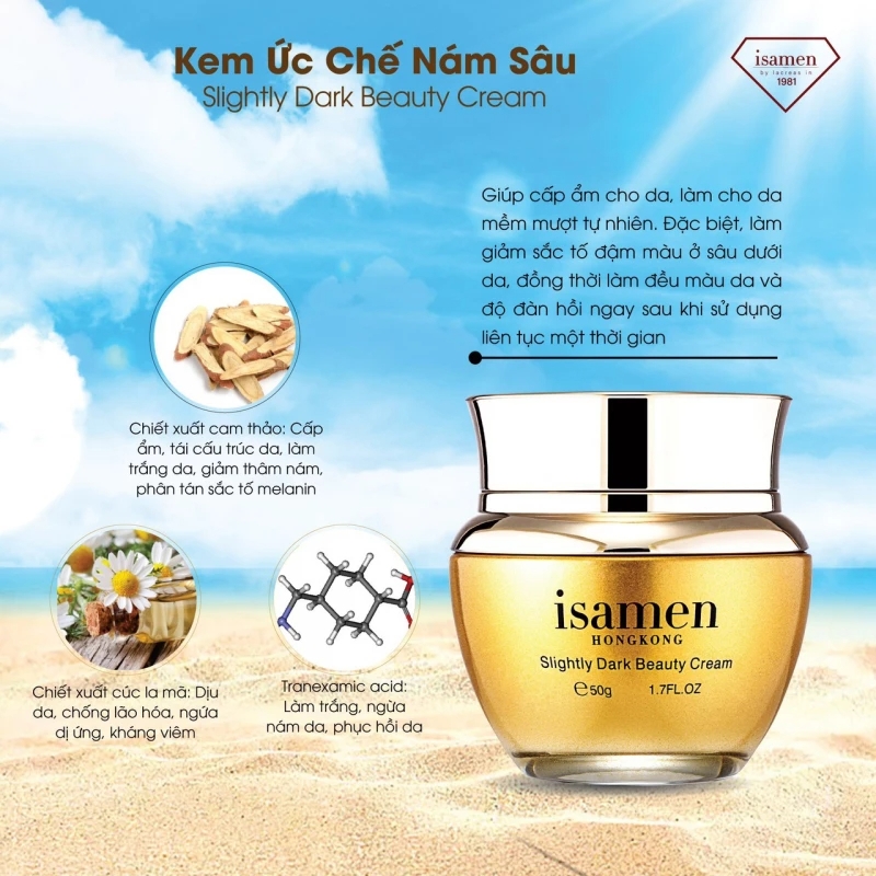 Kem hỗ trợ ức chế nám sâu Isamen Slightly Dark Beauty Cream